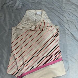 New York & Company Beige and White Striped Top